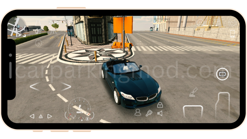 Car Parking Multiplayer garage showing multiple cars including a black hatchback and red mini