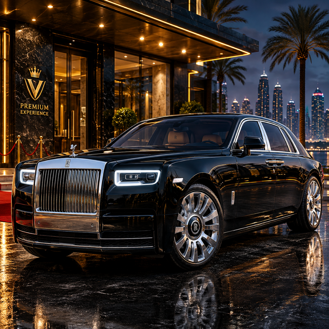Black luxury sedan outside a premium hotel in Car Parking Multiplayer