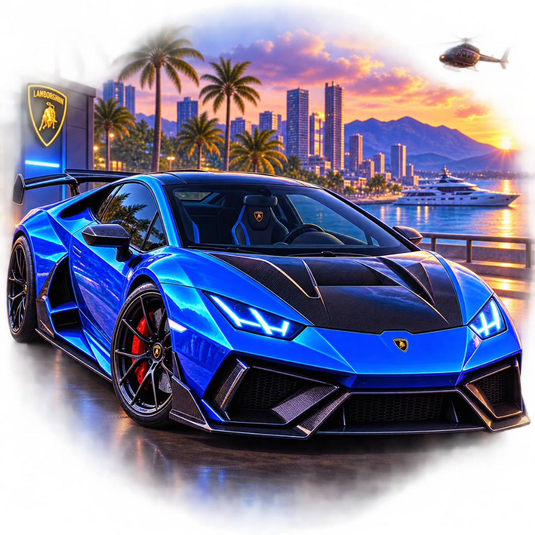 Blue supercar in the Car Parking Multiplayer open-world city