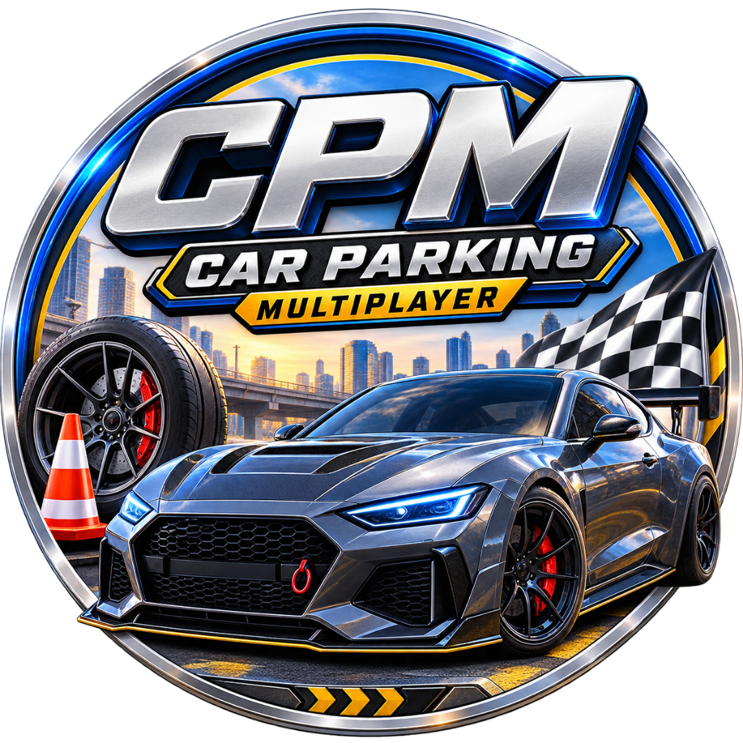 Car Parking Multiplayer game icon featuring a sports car and racing design with no human character