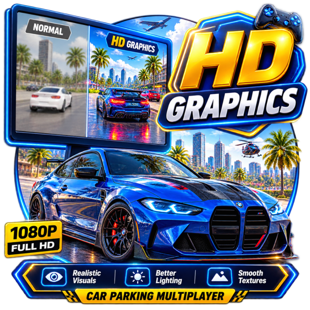 High-definition graphics in Car Parking Multiplayer on PC