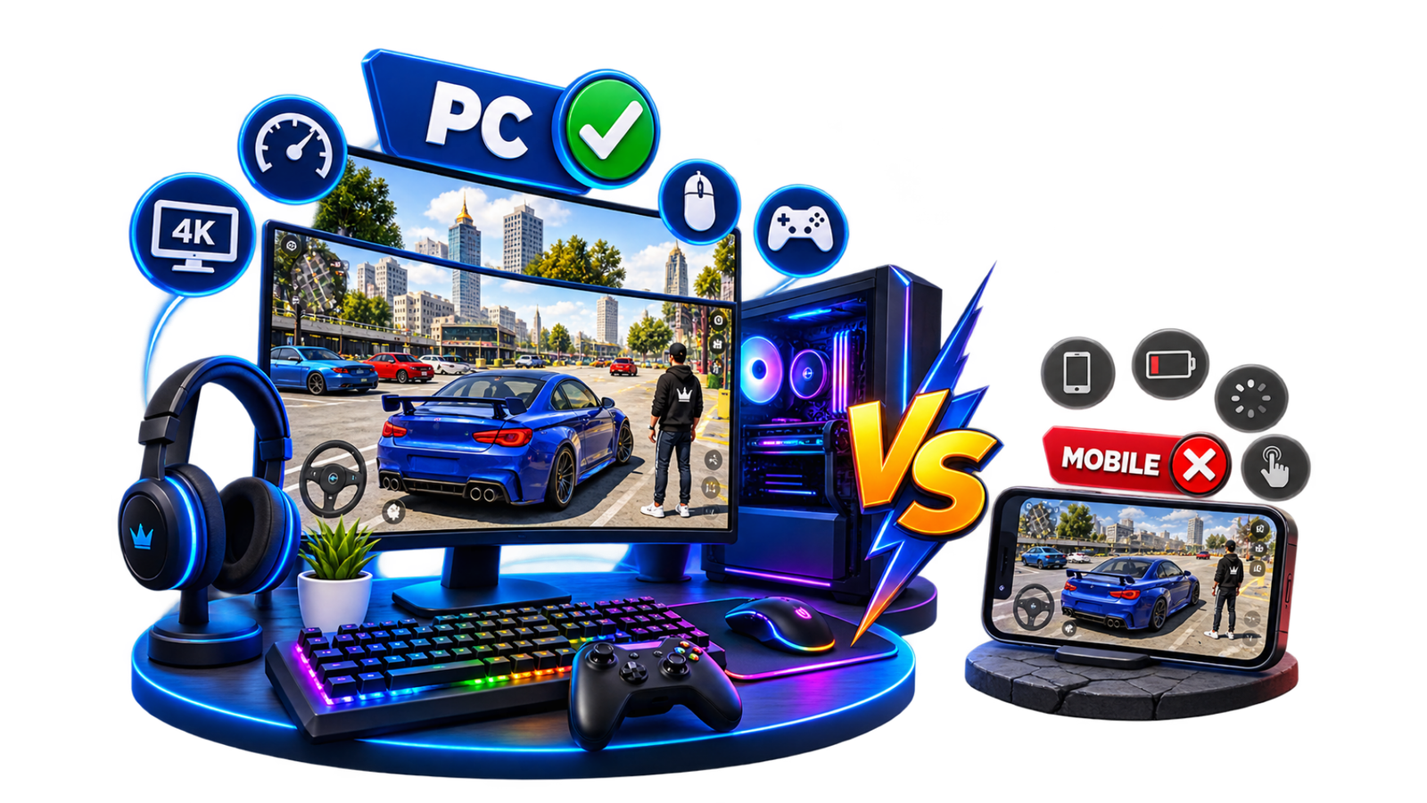 Comparison between Car Parking Multiplayer on PC vs Mobile
